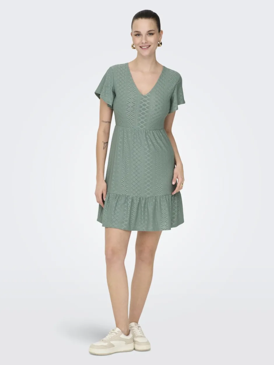 naisten mekko, ONLSANDRA S/S V-NECK DRESS>Only Sale