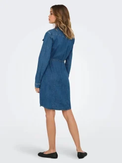 naisten mekko, ONLSASIA LS STRECH DENIM DRESS NOOS Indigo>Only Outlet