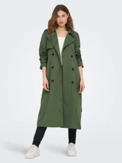 trenssi, ONLCHLOE TRENCHCOAT DOUBLE B. OTW Armeijanvihreä>Only Discount
