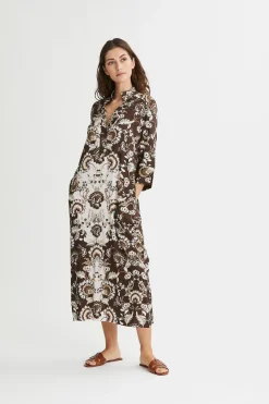 naisten mekko, SIMBIA DRESS Ruskea Kuosi>Philosophy Blues Original Hot