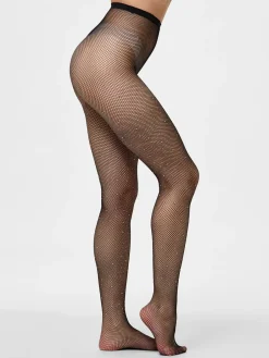 naisten sukkahousut, PCCLAIRE FISHNET GLITTER TIGHTS>Pieces Best