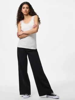 naisten toppi PCBARBERA LACE TOP JRS NOOS, valkoinen><noscript><img width=