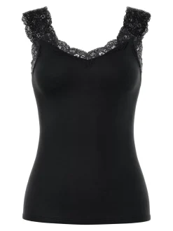 naisten toppi PCBARBERA LACE TOP JRS NOOS, musta><noscript><img width=