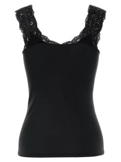 naisten toppi PCBARBERA LACE TOP JRS NOOS, musta><noscript><img width=