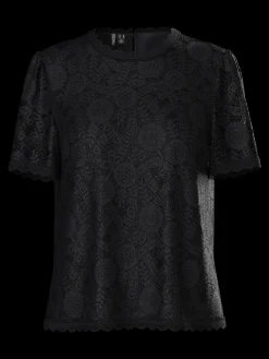 naisten toppi, PCOLLINE SS LACE TOP WVN>Pieces New