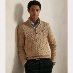 Miehet Neulepusero Cotton Cable LS Half Zip>Polo Ralph Lauren Best