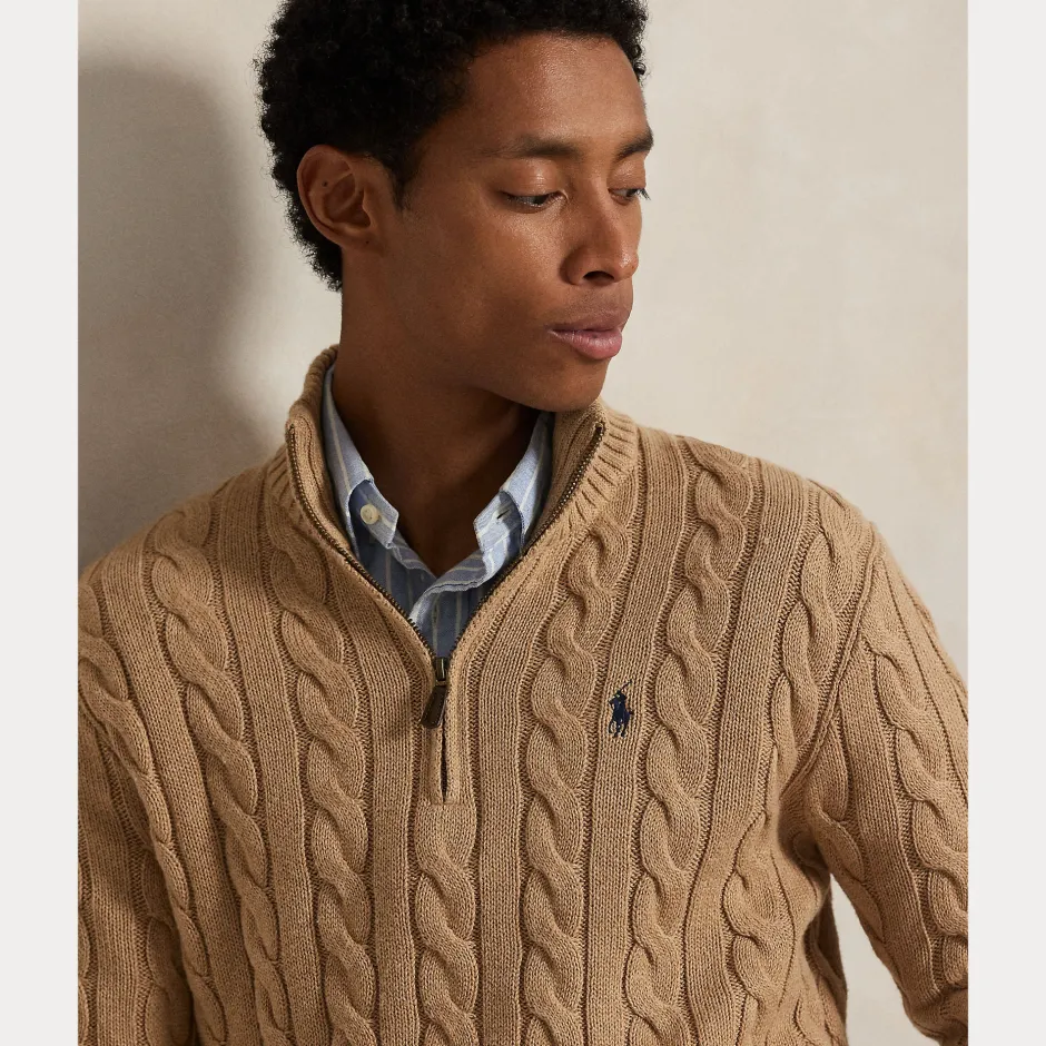 Miehet Neulepusero Cotton Cable LS Half Zip>Polo Ralph Lauren Best