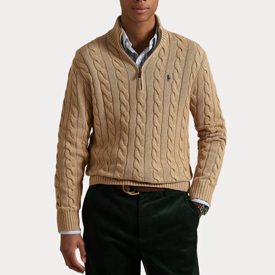 Miehet Neulepusero Cotton Cable LS Half Zip>Polo Ralph Lauren Best