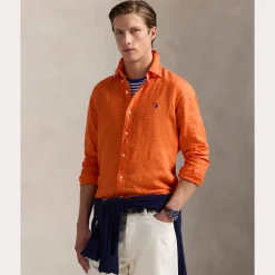 miesten kauluspaita, POLO LINEN SHIRT LS CUSTOM FIT>Polo Ralph Lauren Hot
