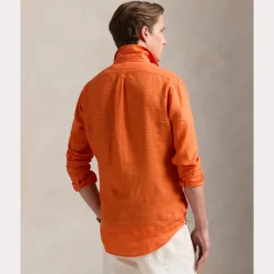 miesten kauluspaita, POLO LINEN SHIRT LS CUSTOM FIT><noscript><img width=