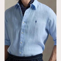 miesten kauluspaita, POLO LINEN SHIRT LS CUSTOM FIT><noscript><img width=