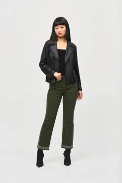 Naisten Takki, FOILED KNIT MOTO JACKET>Ribkoff Outlet