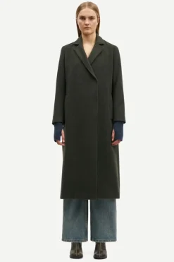 Samsoe and Samsoe Naisten Villakangastakki, ASTRID COAT 11104 Armeijanvihreä>Samsoe Samsoe Best