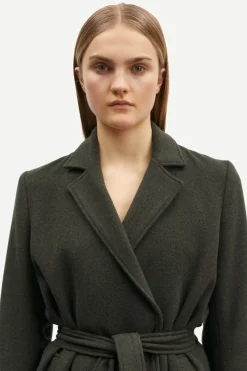Samsoe and Samsoe Naisten Villakangastakki, ASTRID COAT 11104 Armeijanvihreä><noscript><img width=