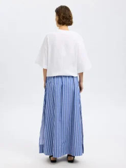naisten hame, SLFFIA HW STRIPED ANKLE SLIT SKIRT>Selected Femme Sale