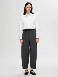 Naisten Housut, SLFPIYA HW BARREL PANT Grafiitti>Selected Femme Best