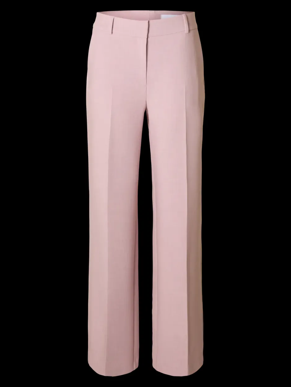 naisten housut AD-SLFRITA MW Wide Pant Mel, vaaleanpunainen>Selected Femme Discount