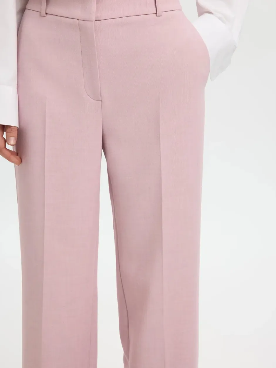 naisten housut AD-SLFRITA MW Wide Pant Mel, vaaleanpunainen>Selected Femme Discount