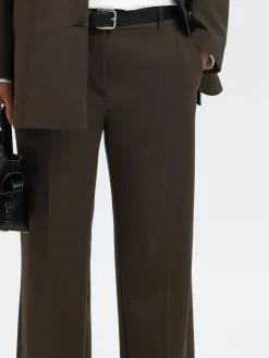 naisten housut SLFRITA MW WIDE PANT MEL NOOS, Delicioso melange>Selected Femme Outlet