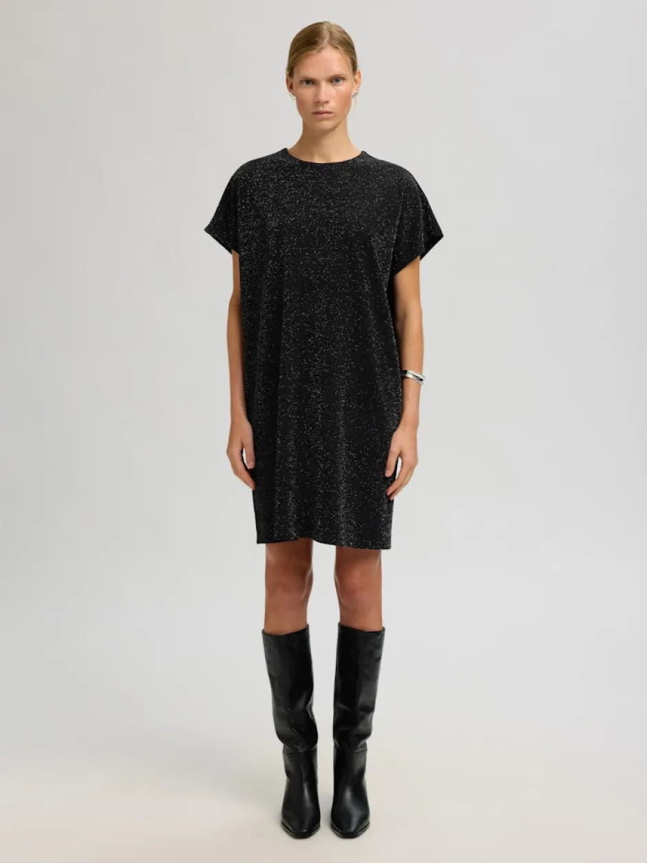 Naisten juhlamekko Oversized Sandra SS, Black/Silver>Selected Femme Outlet