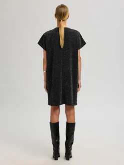 Naisten juhlamekko Oversized Sandra SS, Black/Silver>Selected Femme Outlet