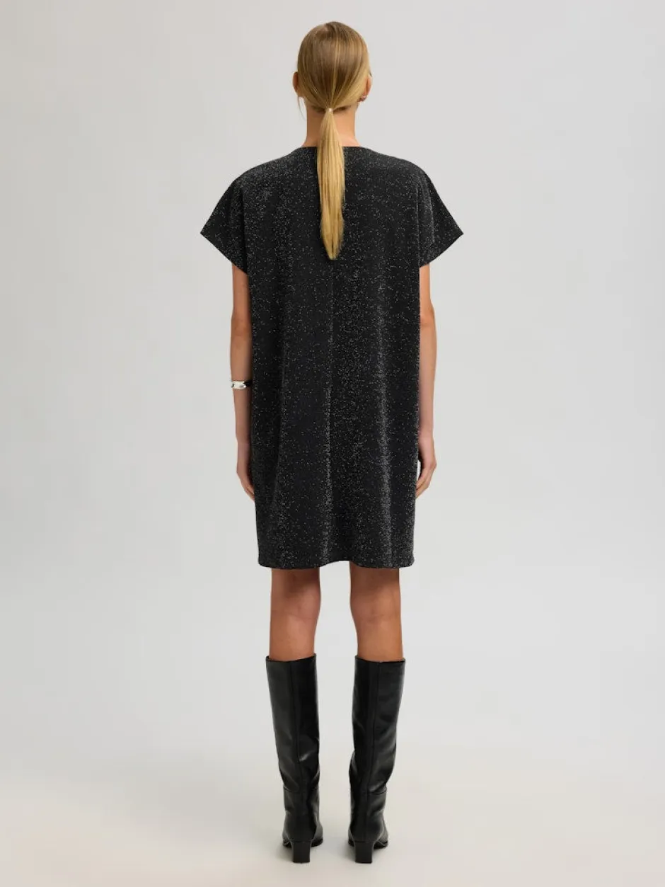 Naisten juhlamekko Oversized Sandra SS, Black/Silver>Selected Femme Outlet