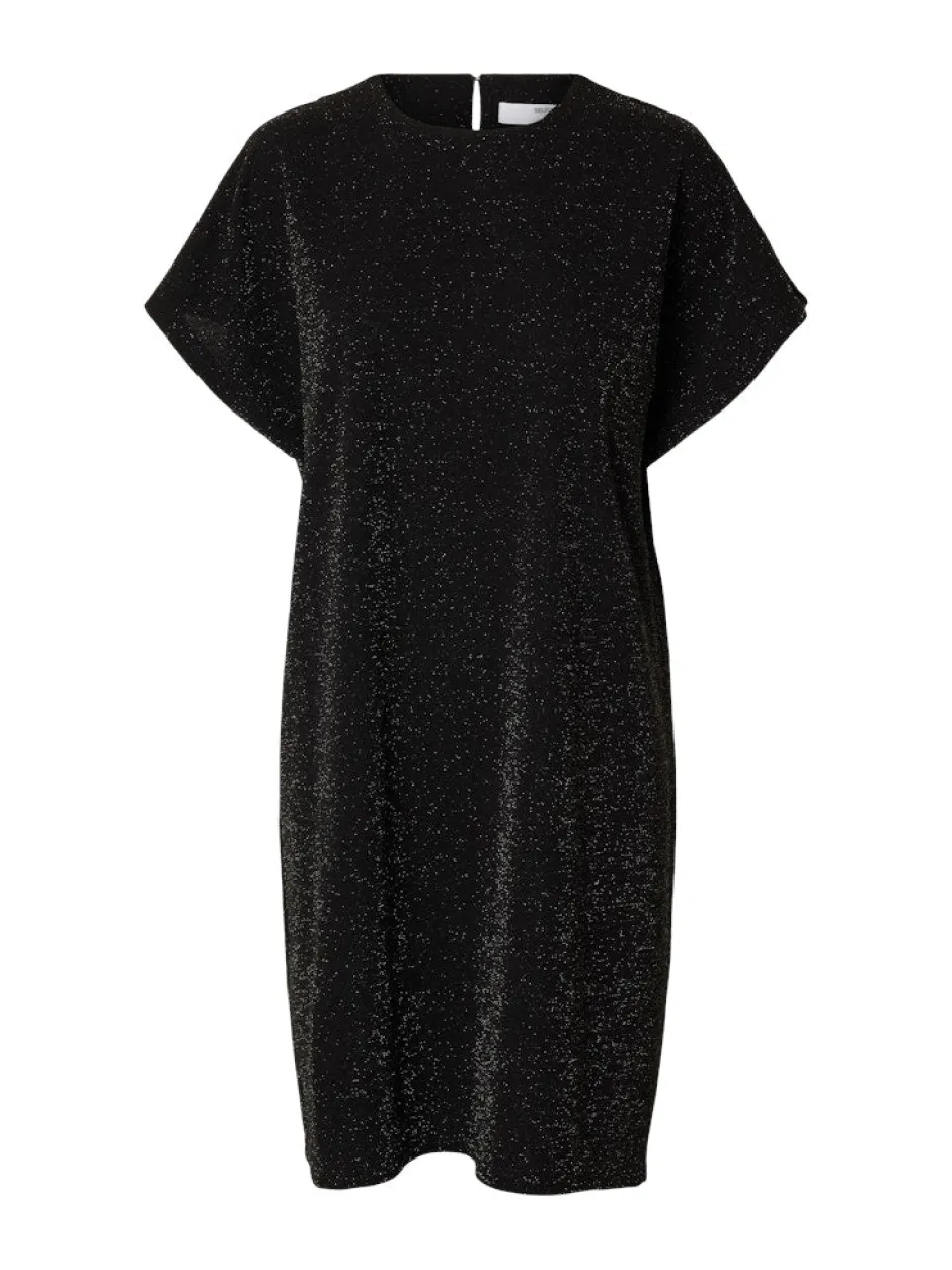 Naisten juhlamekko Oversized Sandra SS, Black/Silver>Selected Femme Outlet