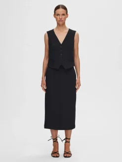 Naisten Liivi, SLFRITA VEST BLACK>Selected Femme Hot