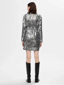 naisten mekko, SLFARI-COLYN LS SHORT SEQUINS DRESS B>Selected Femme Sale
