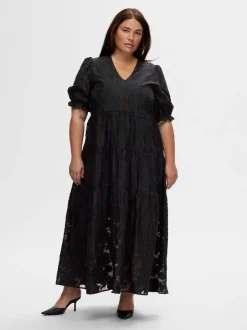 naisten mekko, SLFCATHI-SADIE 3/4 ANKLE DRESS>Selected Femme