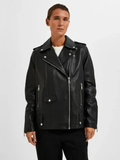 Naisten Nahkatakki, SLFMADISON LEATHER JACKET NOOS>Selected Femme Sale