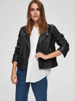 Naisten Nahkatakki, Katie Leather Jacket>Selected Femme Sale