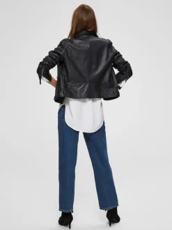 Naisten Nahkatakki, Katie Leather Jacket>Selected Femme Sale