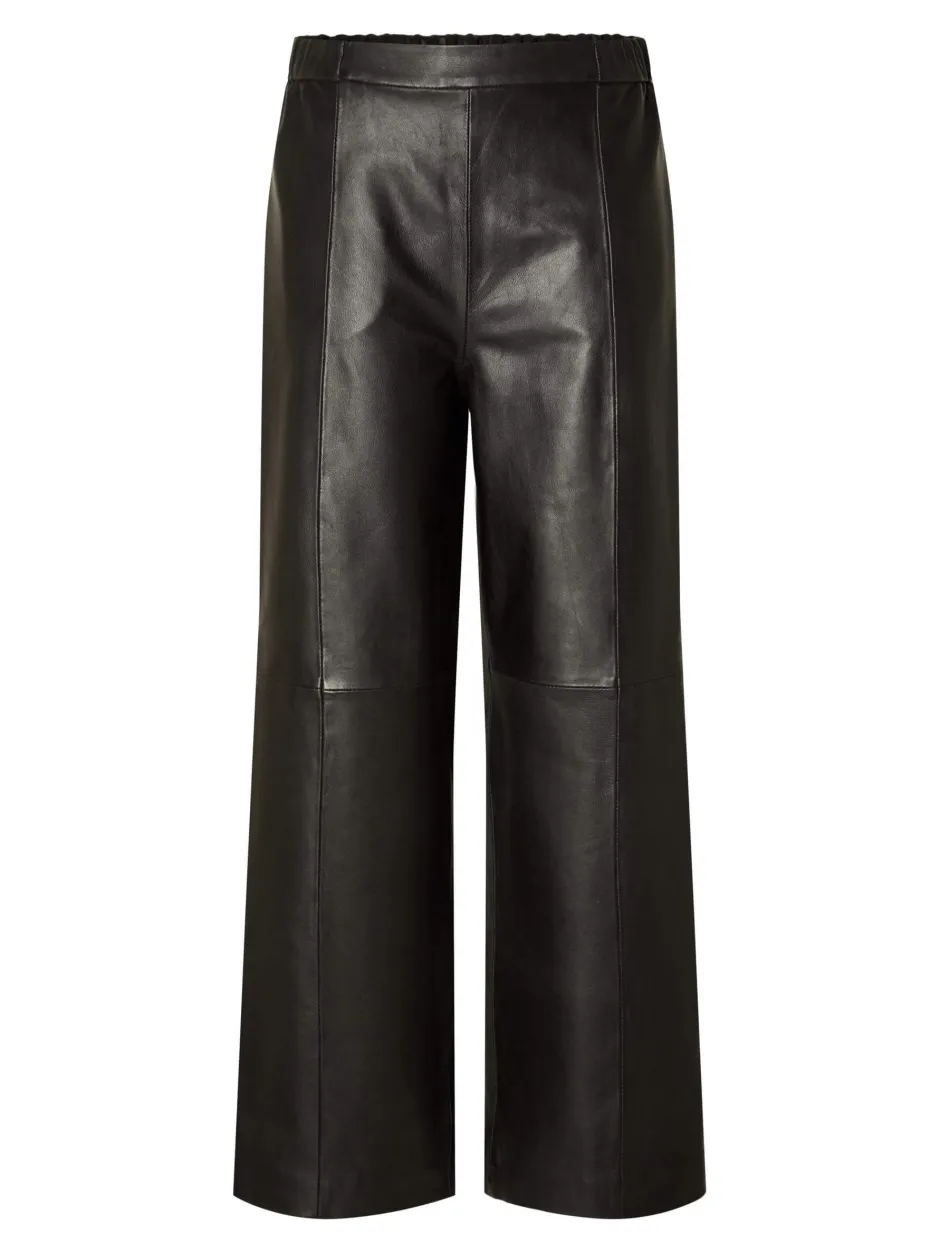 naisten nahkahousut, SLFFIANNA HW WIDE LEATHER PANT>Selected Femme Hot