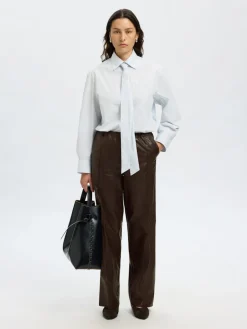 naisten nahkahousut, SLFBODA HW LEATHER PANT>Selected Femme Sale