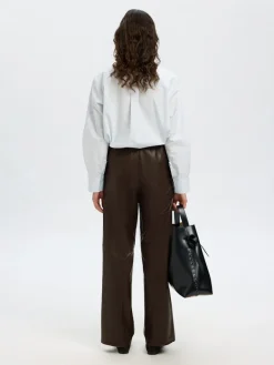 naisten nahkahousut, SLFBODA HW LEATHER PANT>Selected Femme Sale