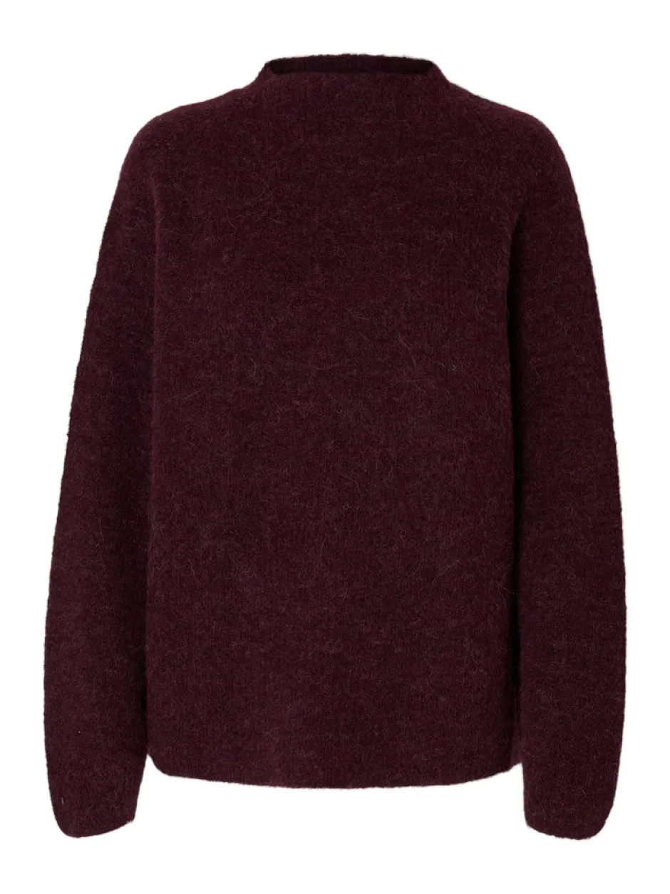 naisten neulepusero, SLFSIA RAS LS KNIT T-NECK>Selected Femme Outlet