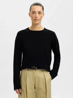 Naisten Neulepaita, Slfthea LS Knit Merino O-Neck Noos>Selected Femme