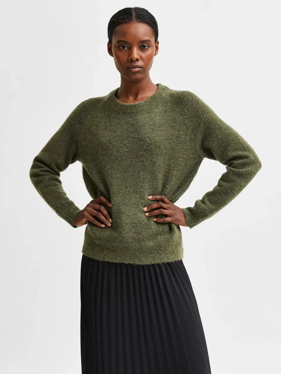 Naisten Neulepaita, Lulu LS Knit O-Neck>Selected Femme Hot