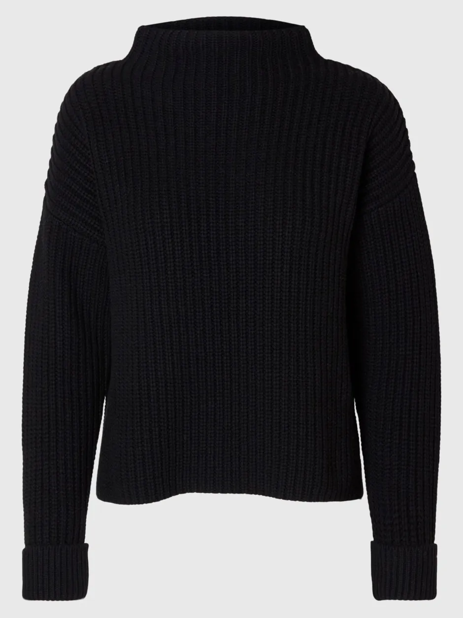 naisten neulepusero SLFSELMA SUS LS KNIT PULLOVER NOOS, musta>Selected Femme Discount