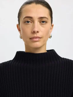 naisten neulepusero SLFSELMA SUS LS KNIT PULLOVER NOOS, musta><noscript><img width=