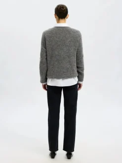 naisten neulepusero, SLFSIA RAS LS KNIT LONG V-NECK>Selected Femme New