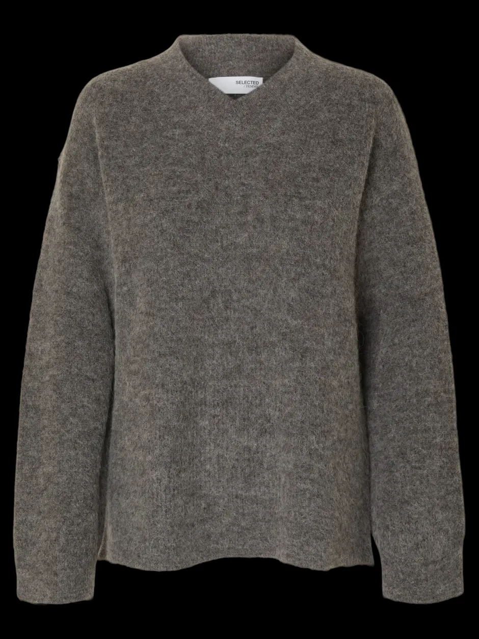 naisten neulepusero, SLFSIA RAS LS KNIT LONG V-NECK>Selected Femme New