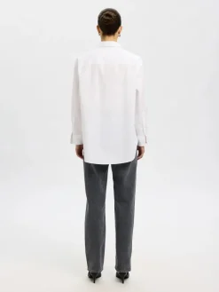 naisten paitapusero SLFESTER LS OVERSIZE SHIRT NOOS, valkoinen>Selected Femme Clearance