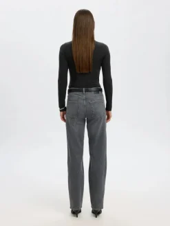 naisten paita SLFMANJA LS O-NECK NOOS, musta>Selected Femme Clearance