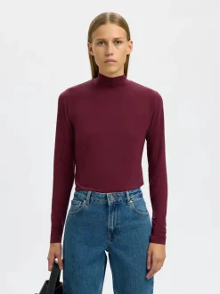 Naisten Paita, SLFMANJA LS HIGH NECK NOOS>Selected Femme Best