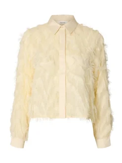 naisten paitapusero SLFMYLINE LS FLUFFY CROPPED SHIRT B,><noscript><img width=
