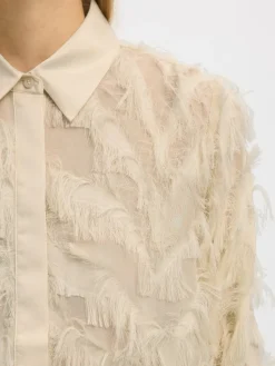 naisten paitapusero SLFMYLINE LS FLUFFY CROPPED SHIRT B,><noscript><img width=