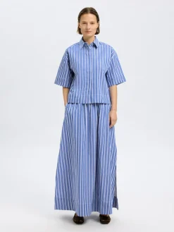 naisten paita, SLFFIA 2/4 CROPPED STRIPED SHIRT><noscript><img width=