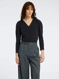 Naisten Pusero, SLFFNEJA LS V-NECK TOP>Selected Femme